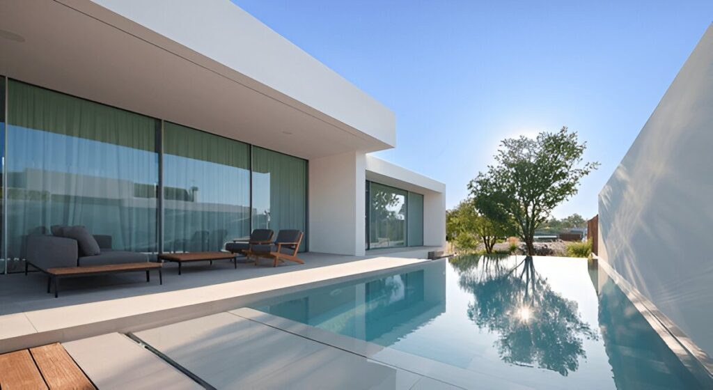 A sleek geometric pool with contemporary lines.