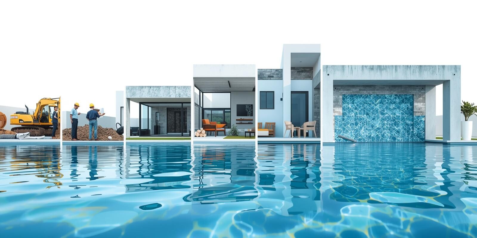 Commercial swimming pool construction site excavation in Kolkata by RES Group showing site preparation and layout